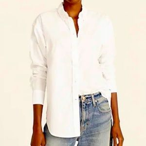 NIB NWT Relaxed-fit garment-dyed lightweight cotton poplin shirt white size 12
